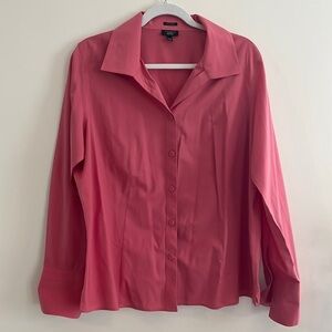 Talbots Wrinkle Resistant Button down covered buttons pink sz 14P y2k office